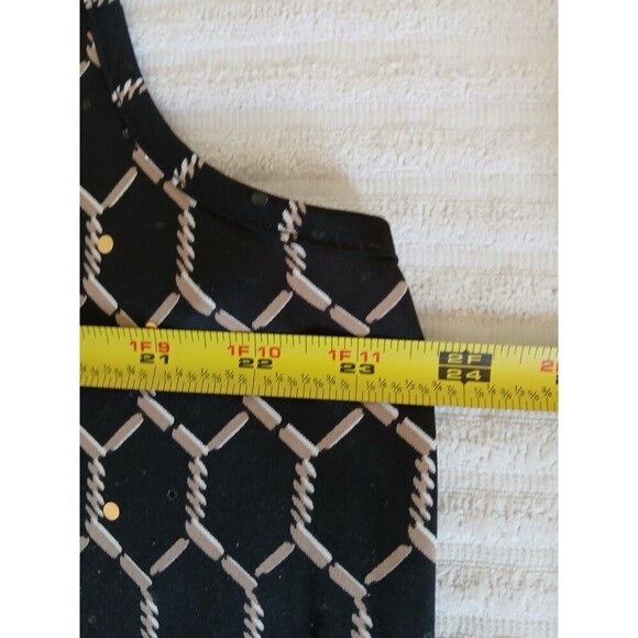 JOIE DE VIVRE WOMENS BLOUSE  TOP PLUS SIZE 2X BLACK  GOLD SLEEVELESS HENLEY NECK - Picture 10 of 13